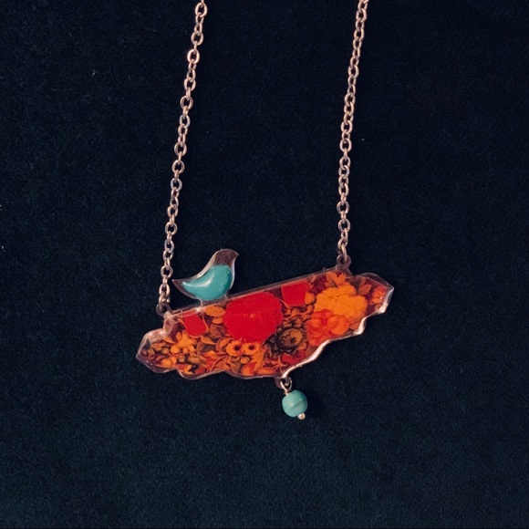 Persian Golo Morgh (flower and the bird) necklace - Picture 3 of 4